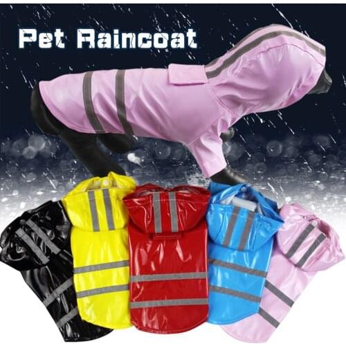 Pet Dog Raincoat Reflective PU Puppy Pet Hooded Rain Coat Waterproof Dogs Cats Jackets Chihuahua