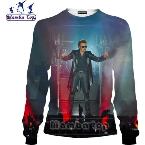 Mamba top Johnny Hallyday Sweatshirt 3D Fashion Rock Singer Black Unisex Clothing Mens Shirt Teens Camping Men Women Streetwear