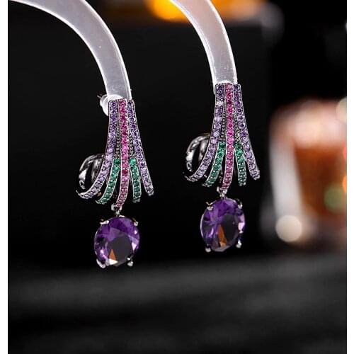 Temperament Elegant Wedding Party Trend Geometric Earrings for Women Micro Pave Cubic Zirconia Water Drop Dangle Jewelry