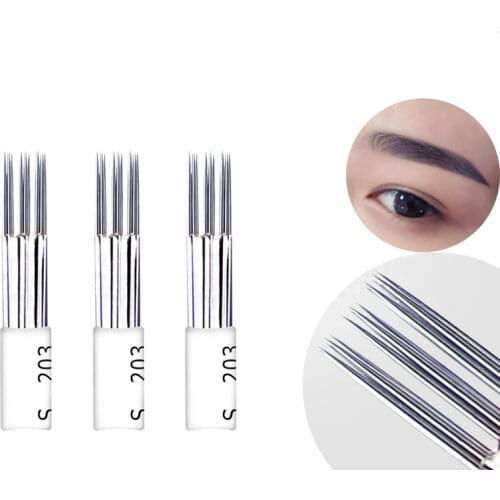 Three flowering Microblading Tattoo Naalden Permanente Make Handmatige Wenkbrauw Blade Microbl