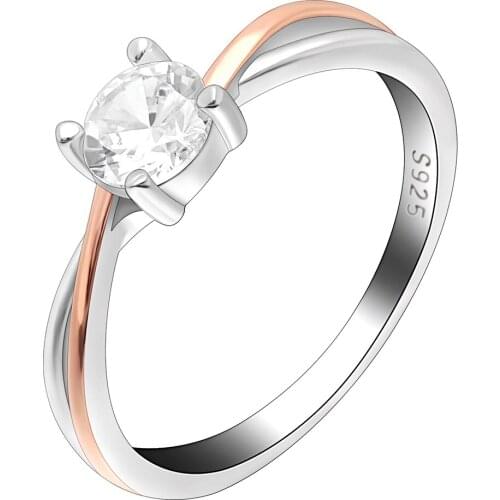 UFOORO Engagement Rings S925 Sterling Silver Clear Round Zorcon Wedding Luxury Rose Gold Cross Lady Finger Rings For Love