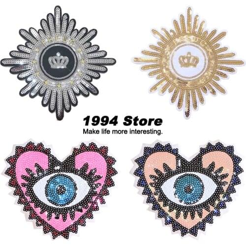 Heart Eye Embroidery Badge Clothing Fabric Sticker Fashion Large Patterned Patches For Jackets Sewing Stripes Ironing Applique