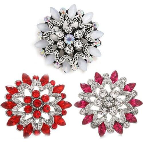 10pcs/lot New Arrival Crystal Flower Metal Snap Button Fit 18mm 20mm Snap Bracelets Bangles Women Snaps Jewelry