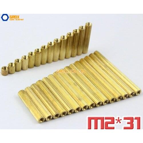 100 Pieces Brass M2 x 31mm Female PCB Motherboard Standoff Spacer