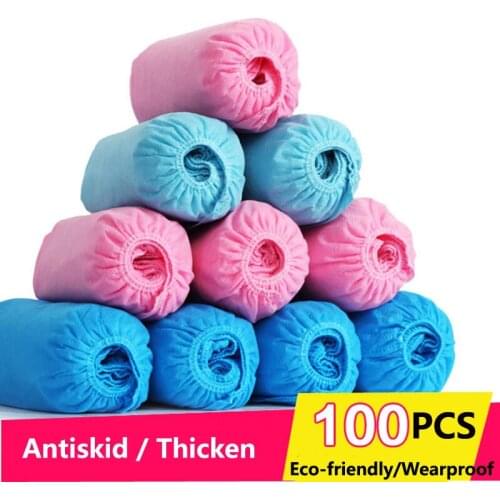 100 Pcs/Pack Disposable Thickening Wove Dustproof House Overshoe Cycling Wearproof Lab Shoes Covers Protector Care Kits