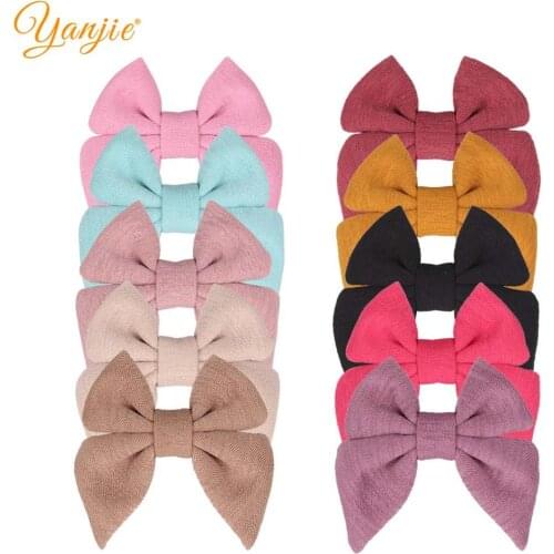 12pcs/lot 3" Hair Bows Barrette Solid Cotton Sailor Tail Bows Hair Clip For Women DIY Girls Hair Accessories Party Decoration