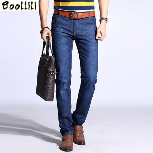 2020 Summer Thin Men Jeans Business Casual Zipper Trousers Male Stretch Denim Pants Plus Size Breathable Soft Baggy Jeans