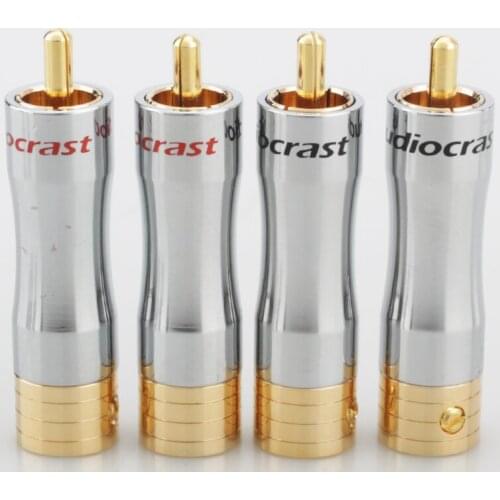 4xAudiocrast RCA Male Plug Adapter Audio Phono Gold Plated Solder Connector RCA Repair Ends HIFI 8MM Cable Plug