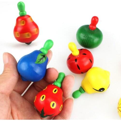 5PCS/set Wooden Fruit Spinning Tops Toys Cartoon Colored Children Adult Relief Stress Desktop Wood Learning Toys Birthday Gifts