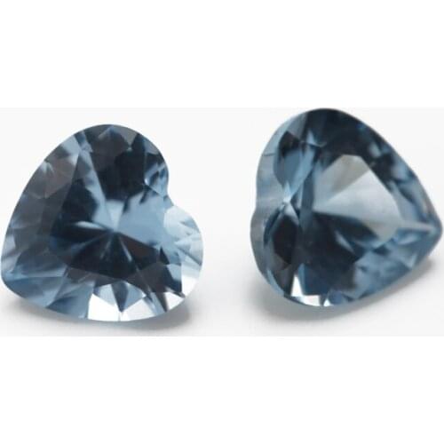 50PCS 3x3~12x12mm Heart Shape Loose Stone Blue Synthetic stone For Jewelry DIY Gems Stone 106