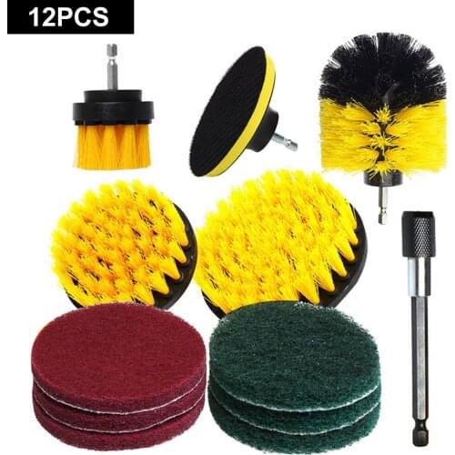 6/12Pcs Drill Brush Power Cleaning Scrubber nylons Brush Attachment Kit with Extender for Bathroom Tub, Shower, Tile and Car