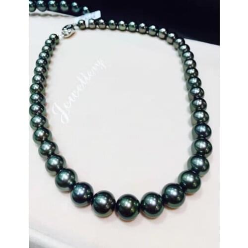 9-11MM classic gemstone jewelry natural tahitian pearl necklace perfect round fine women jewelry free shipping