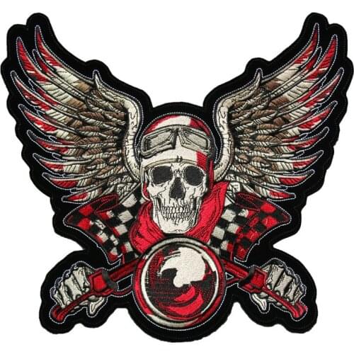 PGY Punk Style Embroidered Biker Patches For Jeans Men Jacket Clothing Angle Skull Wing locomotive Patch Stickers On Motorcycle