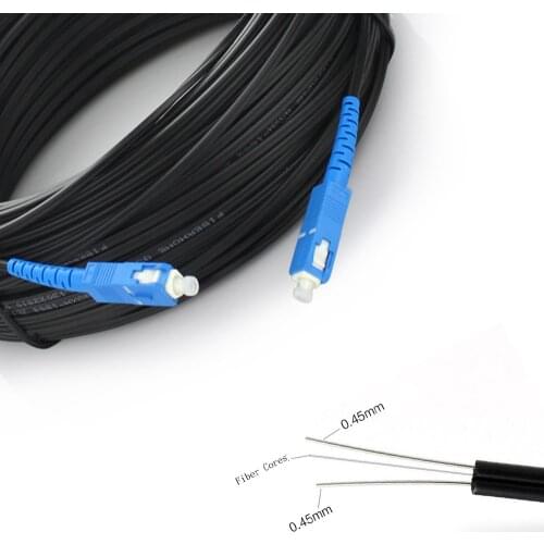 Free Shipping Outdoor Drop Cable SC Singlemode SM Simplex FTTH Singlemode Fiber Optic Jumper Cable Steel StengthenHigh adaptabil