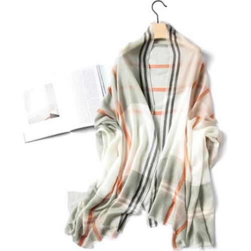 Large size 100% ring cashmere women fashion plaid thin scarfs small tassel 8color 90x200cm