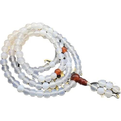 Brazil white chalcedony 108 beads beads necklace necklace bracelet