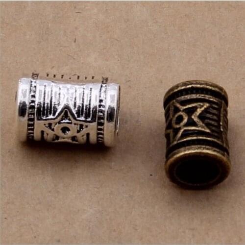 20pcs/lot Metal Tube Spacer Beads Large Hole European Beads fit 6mm Leather Cord Charms Bracelet DIY Jewelry Making Findings