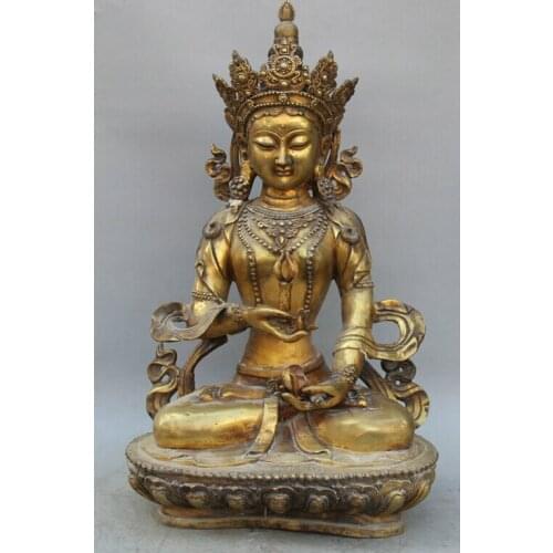 Fast shipping USPS to USA S2177 23" Tibet Bronze Gild Seat Vajradhara Vajrabhairava Phurba Dagger Holder Statue