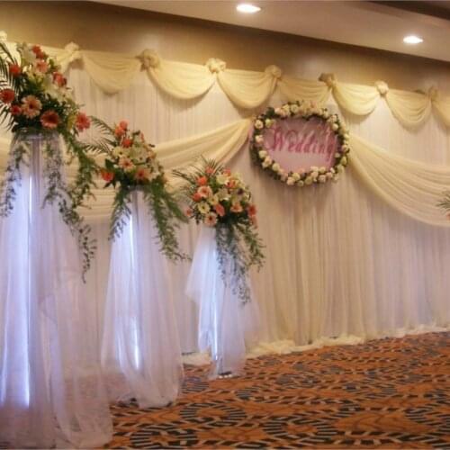 Pure white 3M*6M wedding stage decoration Wedding Backdrop with Beatiful Swag Wedding drape and curtain wedding supplies