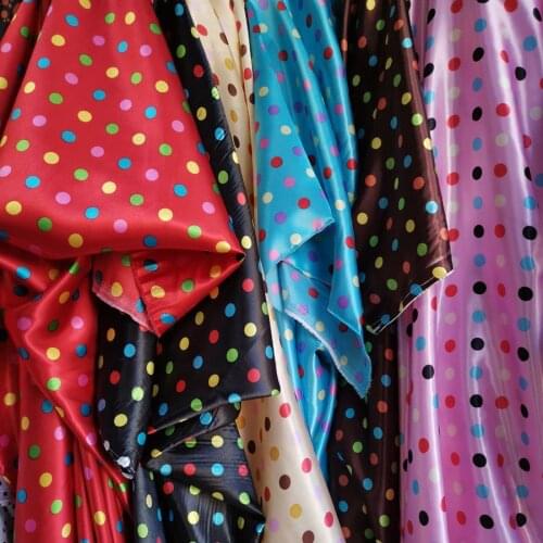 Dot coloful Soft Satin Sateen tilda craft Fabric silky printed DIY sewing ribbon Fabrics