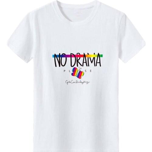 NO DRAMA PLEASE T Shirt Women Rainbow Butterfly Pattern Tee Shirt Women Personality Letter Graphics Tshirt Women Streetwear Top