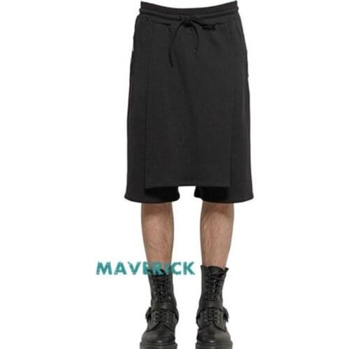 Hot 2020 Men Spring And Summer Personality Knitted Capris Patchwork Black-and-white Culottes Hairstylist Skirt Singer Costumes
