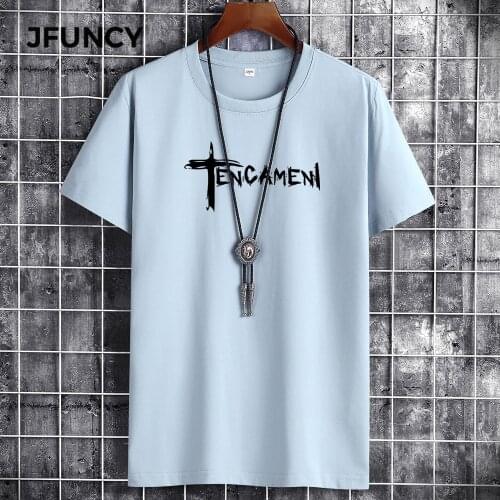 JFUNCY 2021 Summer Fitness Round Neck Man T-Shirts Man Clothing Tshirt Oversized Men T-shirts Anime Goth Punk Loose Top