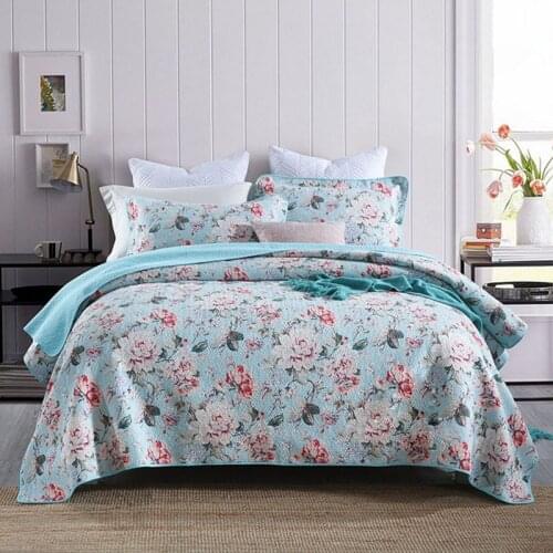 CHAUSUB Bedspreads For Bed Quilt Set Cotton Quilts 3pcs Quilted Bed Cover Shams King Queen Size Printed Coverlet Summer Blanket