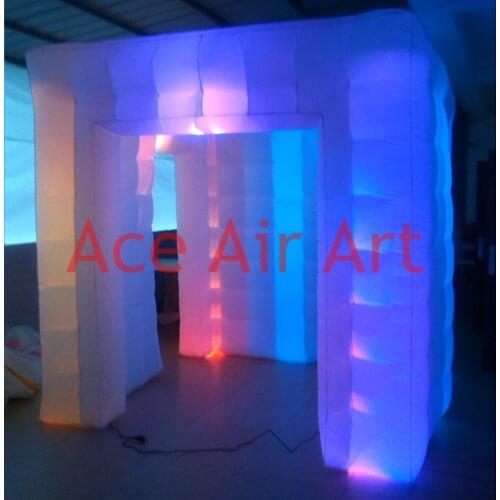 Colorful led lighting photo canopy Inflatable photo booth,cabinet tent with 2 doors without curtains for Chile
