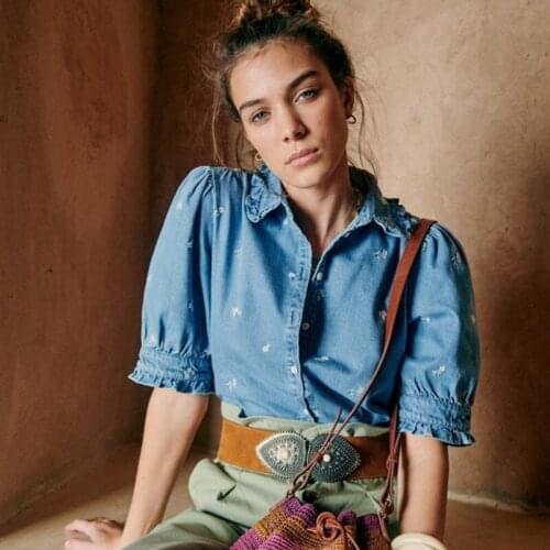 Женские голубые рубашки Lucky Pocket China At AliExpress