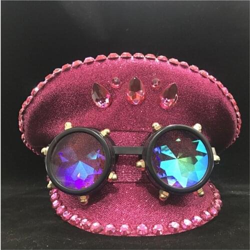 Fashion Women Pink Police Hat With Metal Classes Performance Hat Captain Hat Military Hat Adult Hat 3 Size