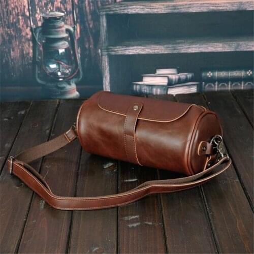 Men Messenger Bag Crossbody Leisure Sling Bag Hot Sale New Fashion Mens Leather Bags Small Shoulder Bag Cylindrical Shape
