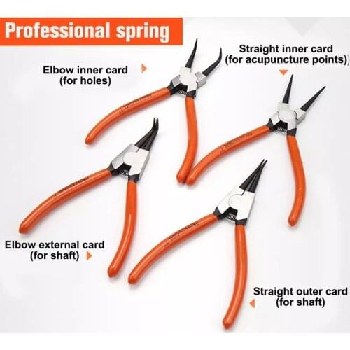 4PCS Practical Circlip Plier Set Retaining Clip For Home Crimp Tool Internal External Spring Bent Straight Snap Ring Pliers