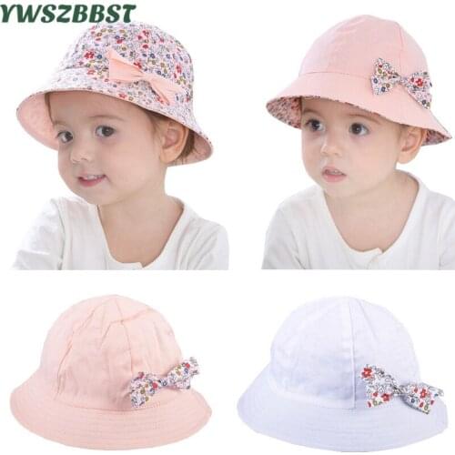 New Spring Summer Baby Girls Hat Bowknot Girls Sun Cap Children Bucket Hat Toddler Kids Beach Cap Photography Props