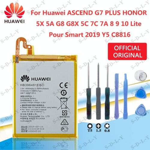 Original HB396481EBC Battery Huawei ASCEND G7 PLUS HONOR 5X Y6ii GR5 5A 7A/7C G8 G8X 8 9 10 LITE L03 UL00 TL00 AL00 3100mAh