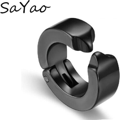 2 Pieces Fake Huggie Stainless Steel Stud Earring Body Piercing Jewelry