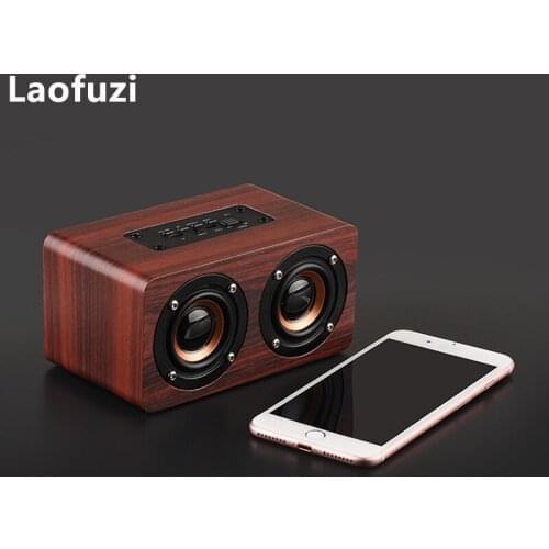 Retro Wooden Stereo Bluetooth Speaker Small Portable 10W HiFi Home Wireless Bass Microphone Loudspeaker Subwoofer Soundbox AUX