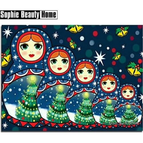 Needlework 5D Diy Diamond Painting Christmas Tree Girl Cross Stitch Diamond Embroidery Full Drill Diamond Mosaic Picture 062703