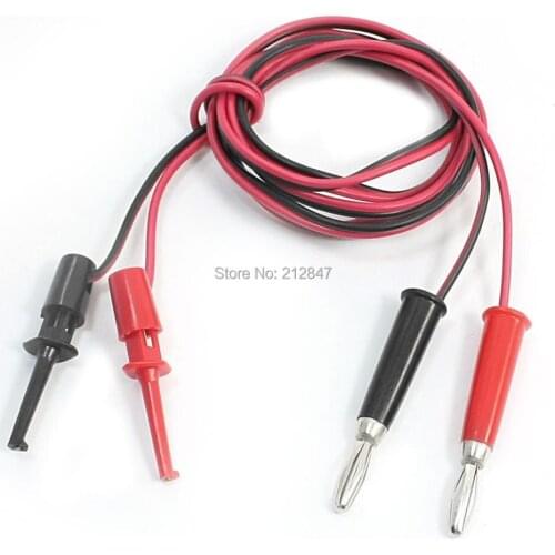 Pair Test Hook Clip to Straight Banana Plug Connector Lead Cable 1M