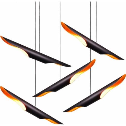 Modern Industrial Style Loft LED Retro Hanging Lamp Light Fixture White Black Wing Aluminum Tube Hanging Pendant Lamps Light