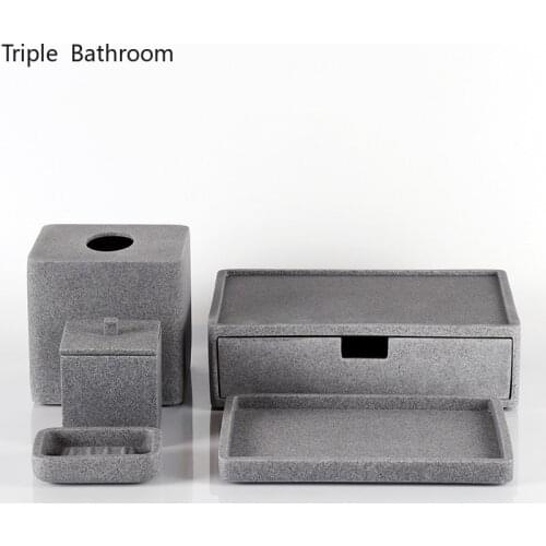 Modern Resin Wash Set Portable Hotel Soap Dish Tissue Box Drawer Box Cotton Swab Boxs Tray Accessories Bathroom Toiletry Set