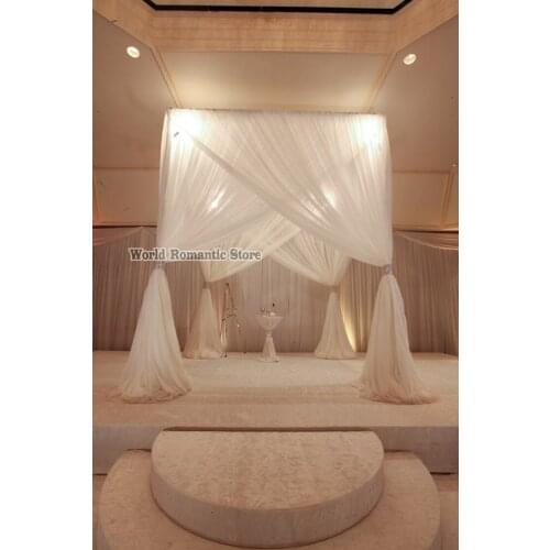 3M x 3M x 3M Pure White Wedding Decoration Reception Hall With Matched Stainless Steel Stand Banquet Favors Canopy Drapes