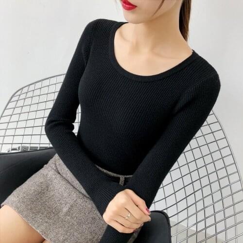 O-neck Knitted Jumpers for Women Sweater Casual Long Sleeve Winter Sweater slim Female Pullovers Streetwear