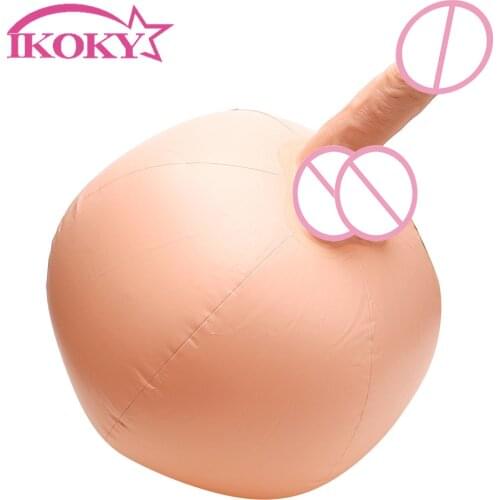 IKOKY Inflatable Artificial Dildo Flesh Ball Sitting On Vibrator Fake Penis Sex Toys for Women Female Masturbation Adult Product