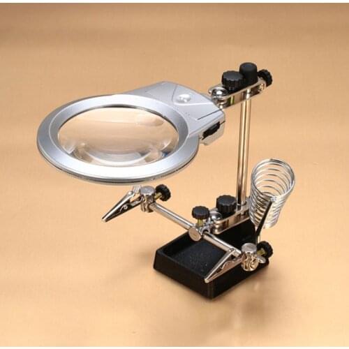 90MM Auxiliary Clip Repair Tool Multifunctional Magnifier Desktop Magnifier 5X Acrylic Optical Lens Helping Hand Soldering