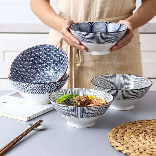 Japanese Style Ramen Bowl Household Large Soup Bowl Ceramic Creative Noodle Bowl Serving Bowl Kawaii Bowl Cute Noodle Bowl