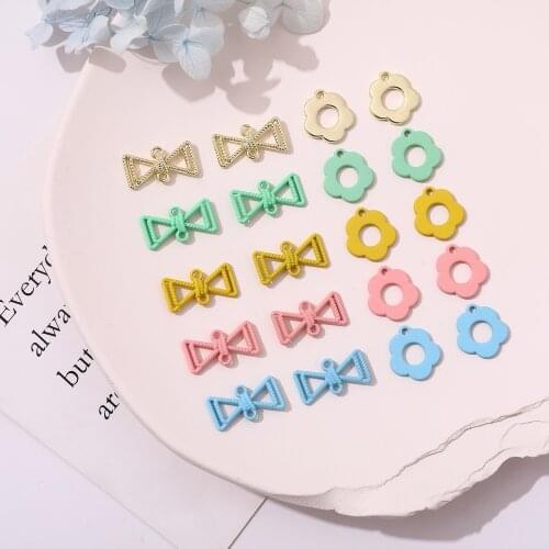 Candy color flower bow alloy pendant DIY handmade jewelry earrings bracelet necklace accessories materials