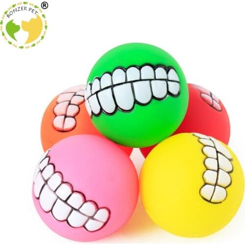 Bonzerpet Funny Pets Chew Squeeze Squeaky Dog Puppy Cat Ball Teeth Toy Vinly Chew Colorful Sound Dogs Play Fetching Squeak Toys