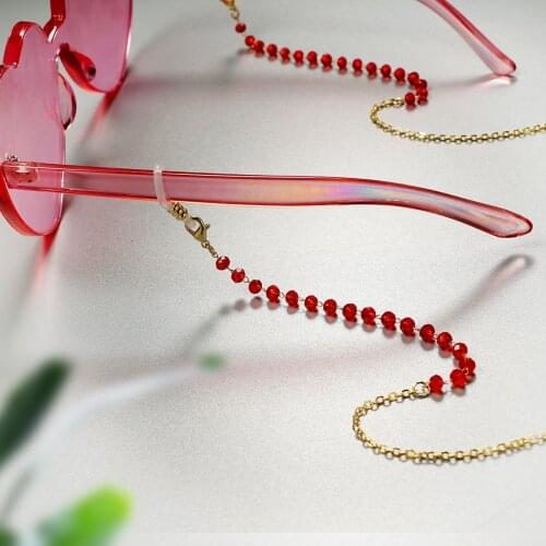 2021 New Fashion Acrylic Crystal Mask Holder Sunglasses Chain Mask Lanyard Bohemian Glass Chain Necklace Jewelry for Women Girls