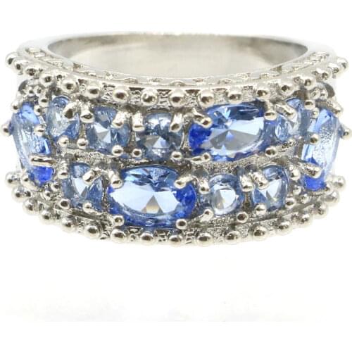 17x11mm SheCrown Charming Heart Shape Pink Tourmaline CZ Ladies Party Silver Rings